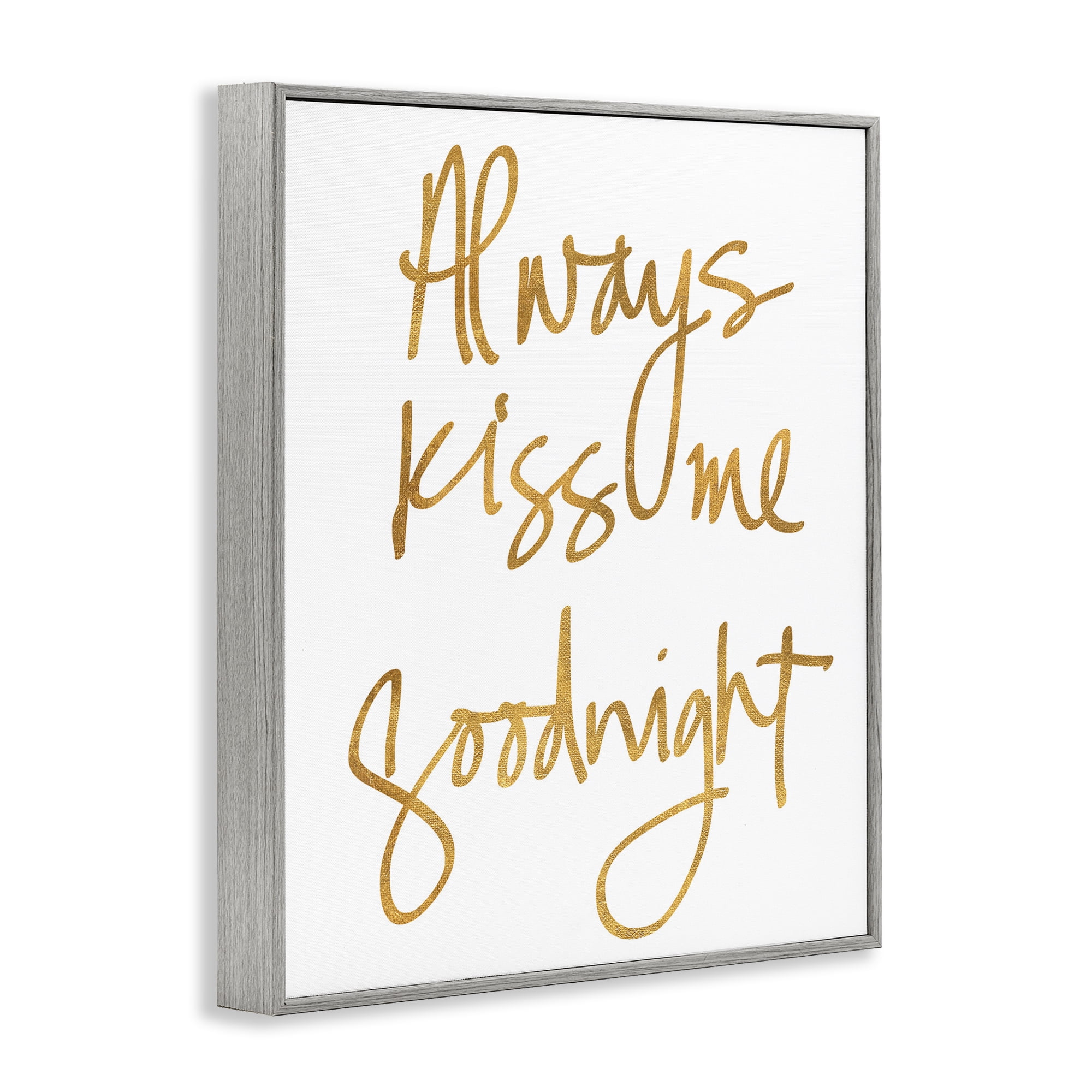 Stupell Industries Kiss Me Goodnight Typography Painting Gray Framed Art Print Wall Art, 11 x 14