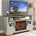 thumbnail image 2 of Fireplace, 60 Inch Electric Fireplace Heater with Door Sensor, Electric Fireplace Entertainment Center, Modern and Traditional Farmhouse Style Fireplace Heater, Jasmine White Color, 2 of 9