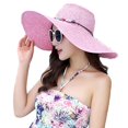 thumbnail image 1 of Women's Wide Brim Sun Protection Straw Hat,Folable Floppy Hat,Summer UV Protection Beach Cap,Pink, 1 of 4