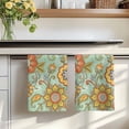 thumbnail image 7 of Teal Green Boho Floral Kitchen Towels Set of 2, Vintage Abstract Art Ethnic Flowers Absorbent Dish Towels for Kitchen, Microfiber Hand Towel, Quick Drying Tea Towel for Cleaning Decorative Dishcloths, 7 of 7