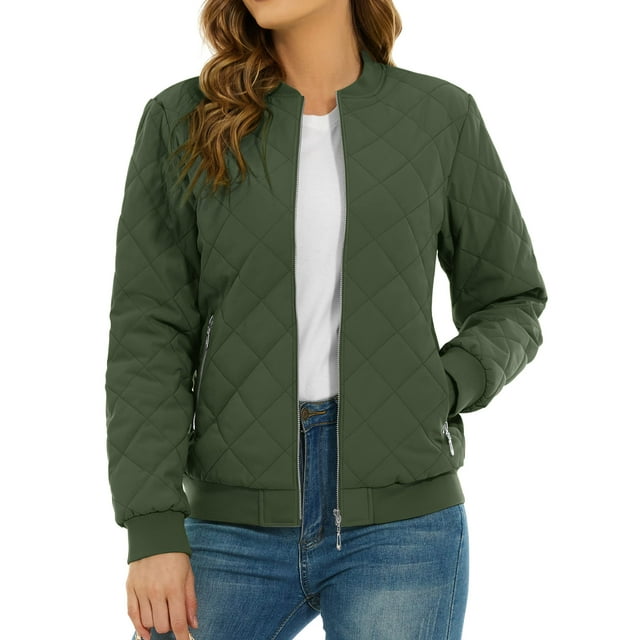 Padded Warm Jackets Womens Classic Retro Pilot bomber Jackets Quilted Coats Zip Up