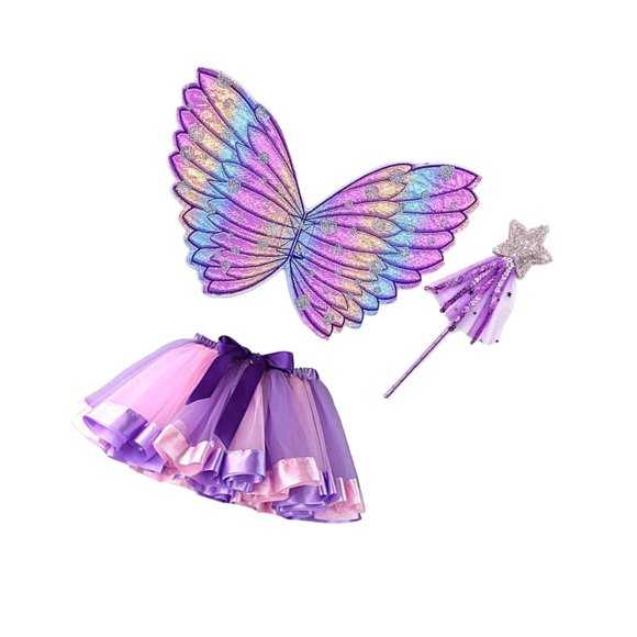 Girls Butterfly Wing Costume Fancy Accessories Kids Children Dress up Fairy Princess Kids for Party Purple
