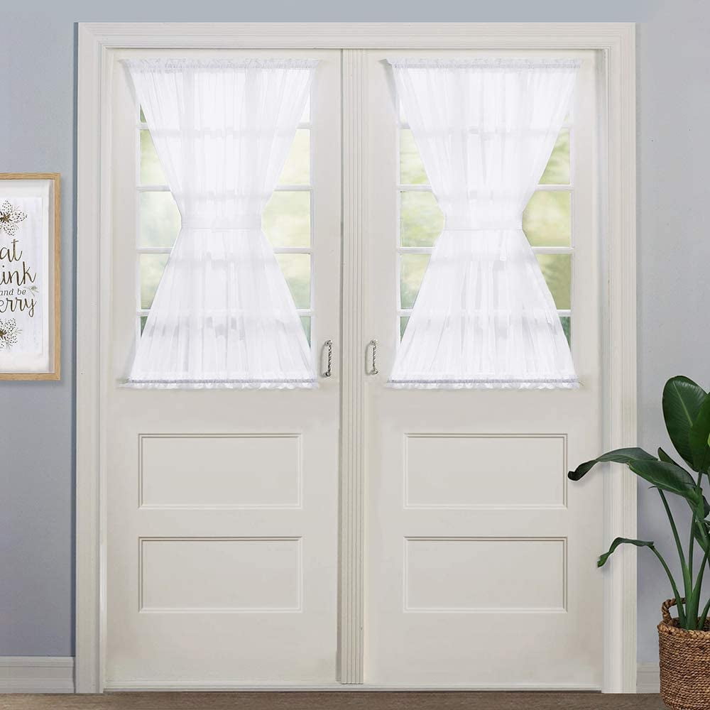 MAFNIO Door Sheer Window Panels, Front Door Curtains with Tieback
