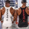 thumbnail image 3 of Solid Gym Men Stringer Tank Top Bodybuilding Fitness Singlets Muscle Vest Tee basketball jersey, 3 of 5