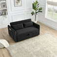 thumbnail image 6 of 55" Convertible Sleeper Sofa Bed with 2 Pillows and 2 Detachable Pockets, Modern Velvet Upholstered Loveseat Sofa Couch with Pull Out Bed and Adjustable Backrest for Living Room Office, Black, 6 of 7