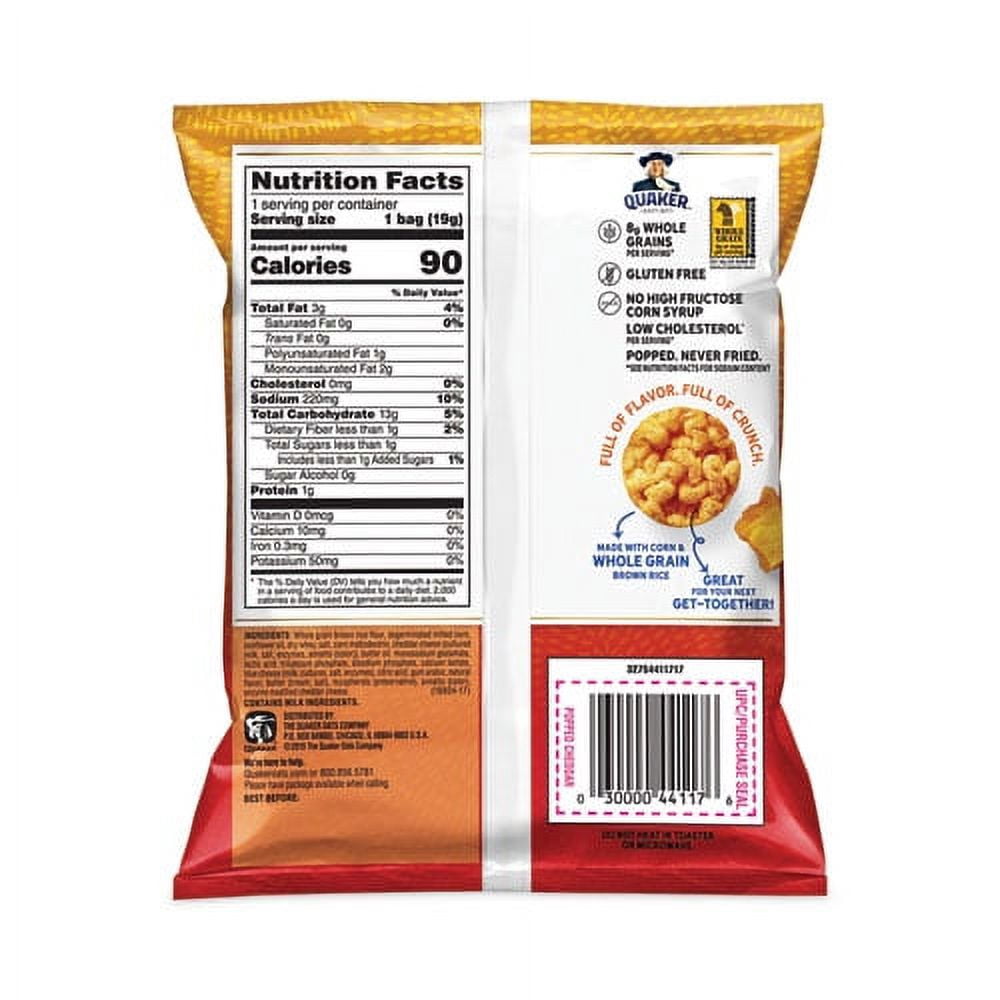 Quaker Popped Rice Snacks Cheddar Crisps 0.67 oz. 60 Bags/Pack (295-00051)