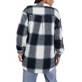 thumbnail image 3 of Womens Loose Fit Plaid Flannel Shirts Casual Long Sleeve Button Down Jacket Outerwear Vintage Grid Coat Tops, 3 of 3
