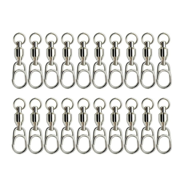 20 piezas de conector de pesca giratorio de barril de acero inoxidable, conector de anzuelos marinos para el mar 6