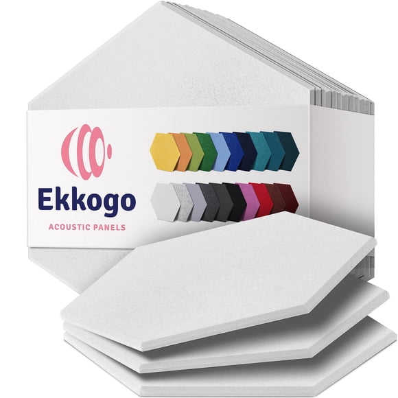 Paneles acústicos Ekkogo, 12 unidades, insonorizados, 14 x 12,1 x 1 cm, color blanco
