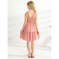 thumbnail image 6 of BULLPIANO Girls Solid Color Dress Smocked Elastic Dresses Tie Shoulder Sleeveless Sundress Holiday Cami Dress, 6 of 9