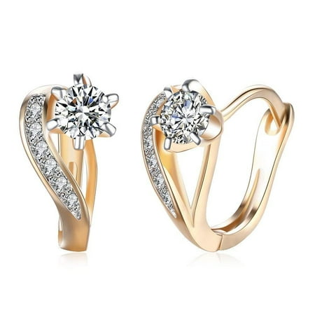 25 Gold Plated Twist Solitaire 5mm with Accents Twist Gold Plated CZ Drop Earrings Ginger Lyne Collection ()