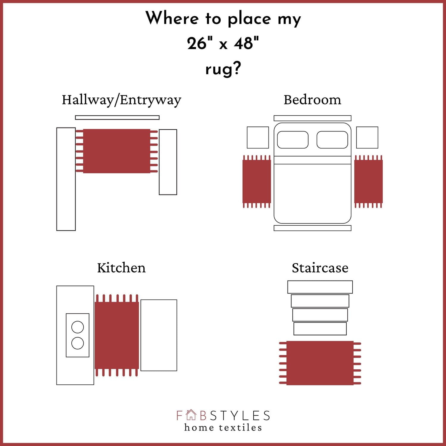 Fabstyles Herringbone Cotton Flat Weave Area Rug for Living Room, Hallway, Patio