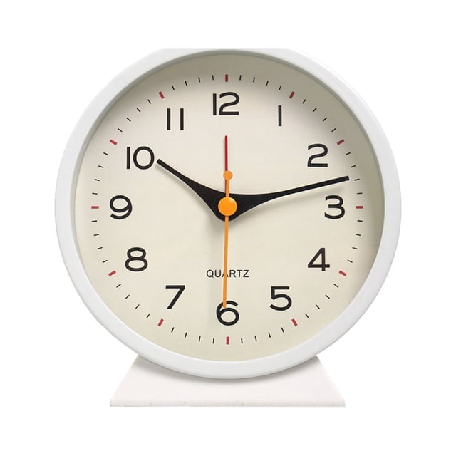 transemion ABS Base Clock Round Replacement 4.5inch Coated Metal Needle Decorative Analog Battery Powered Luminous Alarms White