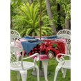 thumbnail image 2 of Outdoor Tablecloth with Umbrella Hole and Zipper, Valentine's Day Round Table Cloth 54 Inch Waterproof Tablecloth, Red Plaid Truck Love Roses Leaves Pink Picnic Table Cover for Patio Camping, 2 of 7