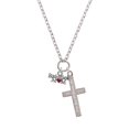 thumbnail image 2 of Delight Jewelry Silvertone Basketball Mom with Red Heart Everlasting Love Engraved Cross Zoey Necklace, 28", 2 of 4