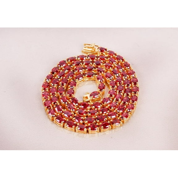 Red Garnet Tennis Necklace, Garnet Line Necklace, Anniversary Gifts, Birthstone jewelry, Women's Chain Necklace, Bridal Necklace, Mom Gifts