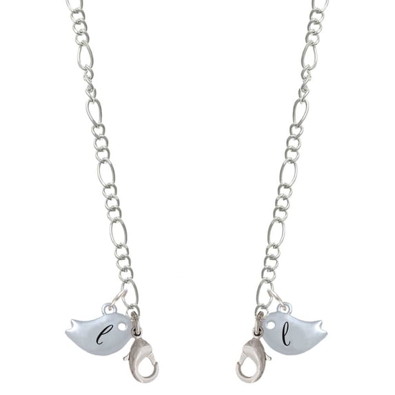 Silvertone Little Bird Initial - L - Silvertone Face Mask Necklace