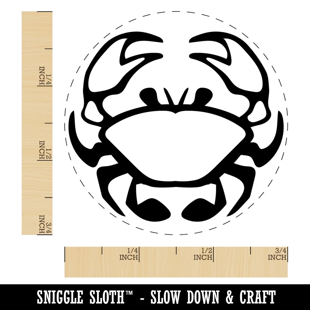 Crab Icon Self-Inking Rubber Stamp Ink Stamper - Brown Ink - Small 3/4 Inch