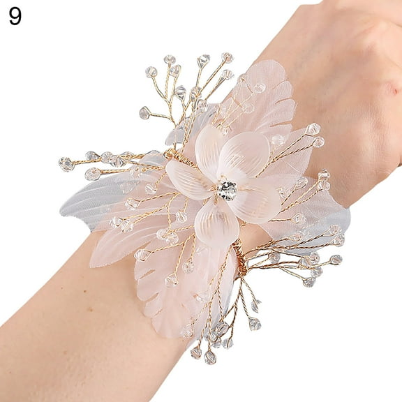 HEVIRGO Wrist Corsage Elegant Comfortable Touch Anti-Wear Bride Bridesmaid Wrist Corsage Flower Bracelet for Wedding Engagement Bl