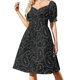 thumbnail image 1 of Vestido de lujo para embarazadas con estampado bohemio de cachemira, manga corta, blanco y negro., 1 of 7