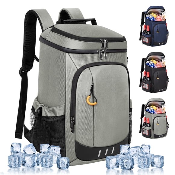Cshidworld Mochila Enfriadora - 40 Latas Aisladas a Prueba de Fugas Mochila Enfriadora Portátil para Picnic Acampar Playa Senderismo BBQ Bolsa Enfriadora para Hombre y Mujeres, Gris