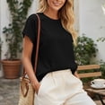 thumbnail image 7 of GZWYHT Women's Summer Tops Casual Short Sleeve Sweatshirt Lightweight Trendy Top with Kangaroo Pockets Black 2XL, 7 of 7