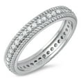 thumbnail image 4 of Rope Chain Design Clear CZ Wedding Ring .925 Sterling Silver Band White Jewelry Female Size 9, 4 of 4