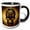 Black/White, variant on 3drose, Abstract Machine Skull with Mechanical Gear and Shining Eyes Gift, 11oz Two-tone Black Mug