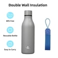 thumbnail image 3 of Konokyo Botella de agua aislada con correa,Botellas de vacío de acero inoxidable de doble pared de 18 oz Frasco de agua de metal,Gris, 3 of 5