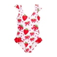 thumbnail image 2 of XINXIAOO Toddler Baby Girls Bow Print 1 Piece Bathing Suit Sleeveless Ruffle Summer Beach Pool Kids Swimwear 3-4 Years, 2 of 5