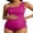 Pink, variant on Sociala Ribbed Maternity Swimsuit Scalloped One Shoulder Bathing Suit Ruched Pregnancy Swimwear