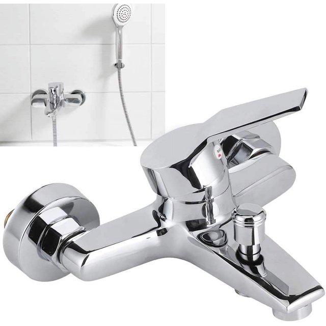 EcoNesxp G1 Wall Mounted Single Handle Triple Shower Mixer Faucet Electroplating Surface Threaded Copper Home Bathroom Tub Faucet 2 Inch Shower Faucet