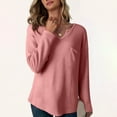 thumbnail image 4 of tarylea Womens Tops Notch Neck Solid Color Pullover Long Sleeve Irregular Hem Shirts Fall Loose Trendy Dailywear Business Casual Tops, 4 of 8