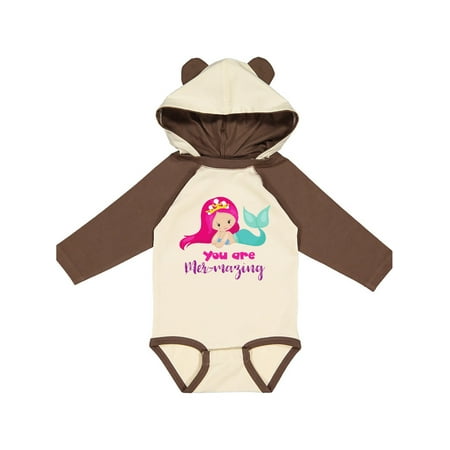 

Inktastic You Are Mermazing Mermaid With Pink Hair Gift Baby Girl Long Sleeve Bodysuit