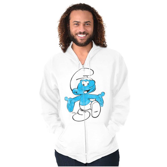 Vintage Retro Smurf Cartoon Character Zip Up Hoodie Men's Women's Brisco Brands S