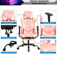 thumbnail image 3 of Gaming Chair Ergonomic Computer Chair with Footrest, Massage Lumbar Support, High Back PU Leather Adjustable Swivel Reclining Chair for Adults(Pink), 3 of 8