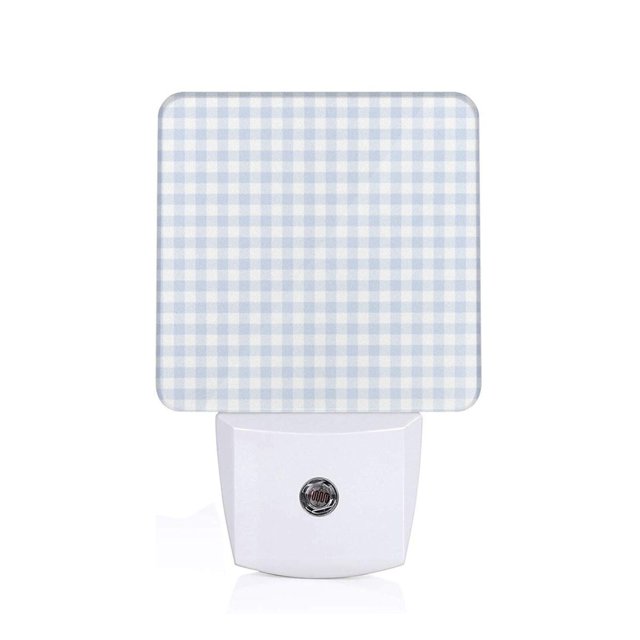 Fotbe Blue Checkboard Luz Nocturna LED, Luz de Noche con Sensor de Luz Natural de Anochecer a Amanecer, Se Enchufa a la Pared, Blanco Cálido 0.5W-UK