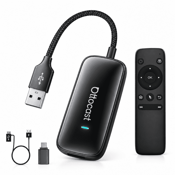 OTTOCAST Play2Video Ultra 3-in-1 Wireless CarPlay Android Auto Adapter with Streaming Apps