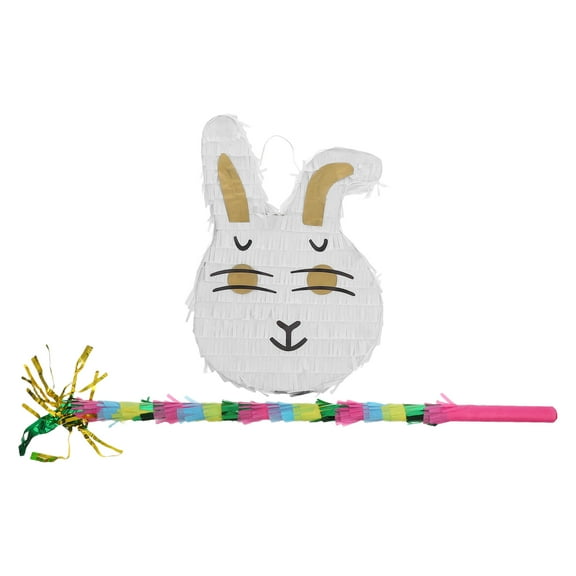 Hemoton 1 Set Bunny Shaped Piñata Festive Piñata with Stick Rabbit Easter Party Decorations Spring Festival Pinata Bunny Party Favor for Easter Event Supplies