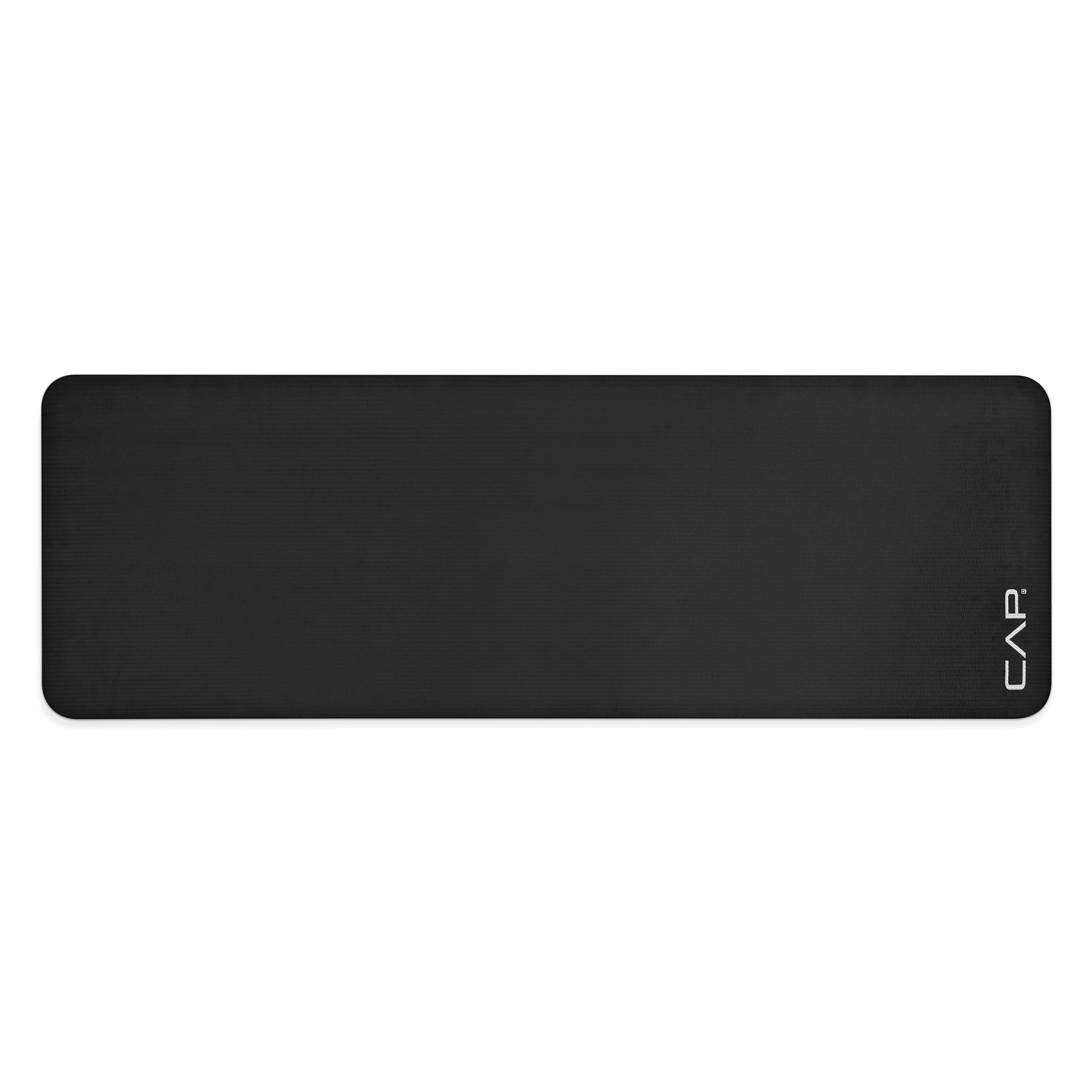CAP High Density NBR Foam 1-inch Thick Exercise Yoga Mat with Carry Strap, 71"x24"x1" (25.4mm Thick), Black