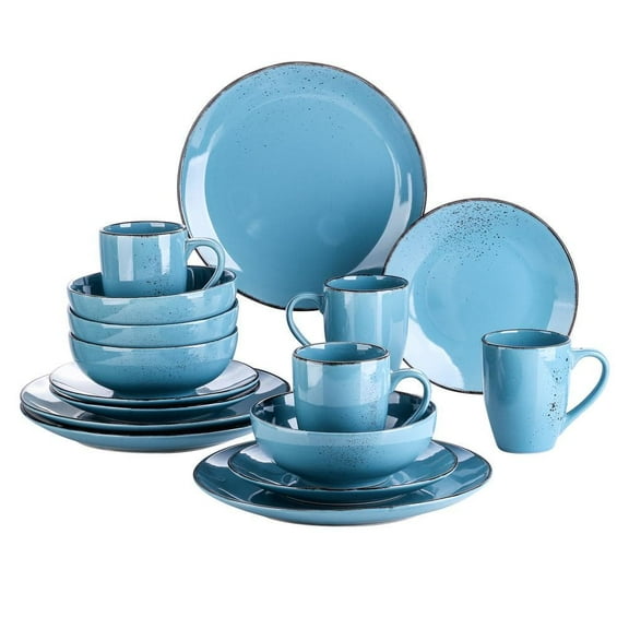 Navia 16-Piece Vintage Oceano Sea Blue Stoneware Dinnerware Set (Service for 4)