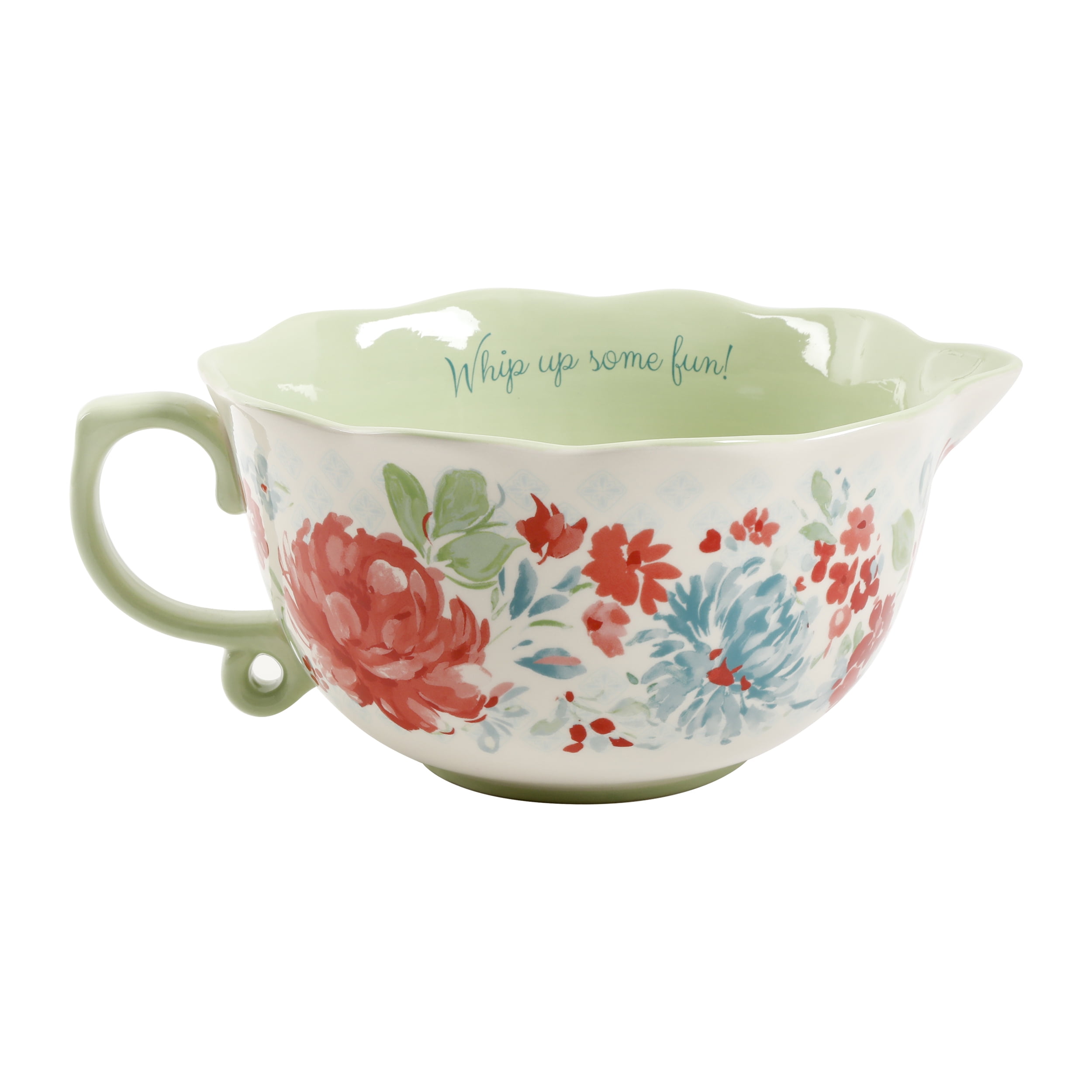 The Pioneer Woman Sweet Rose 12-Inch Ceramic Batter Mixing Bowl with Spout  - NEW