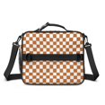 thumbnail image 2 of Orange and White Checkered Pattern Insulated Lunch Bag with Shoulder Strap and Bottle Holder,Bento School Lunch Bag Box,11x9.5x3.5 Inches, 2 of 5
