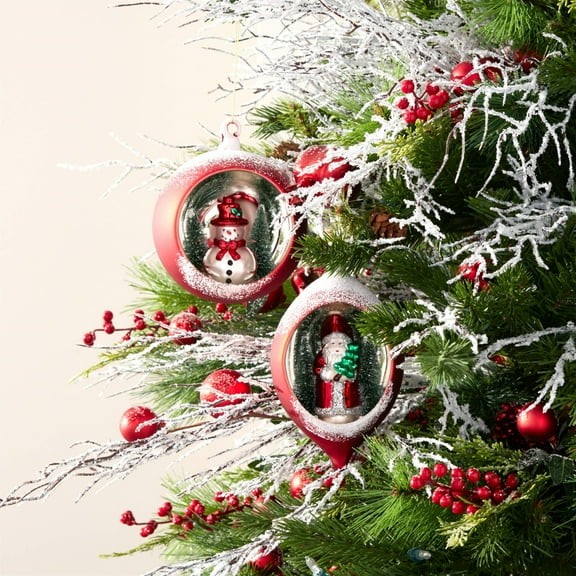 Melrose Mercury Glass Ornament with Pine Trees Set of 6