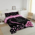 thumbnail image 3 of Erosebridal Pink Rose Comforter Sets Queen Size , Romantic Valentines Comforters & Duvets, Chic Diamonds Decor, 3 of 6