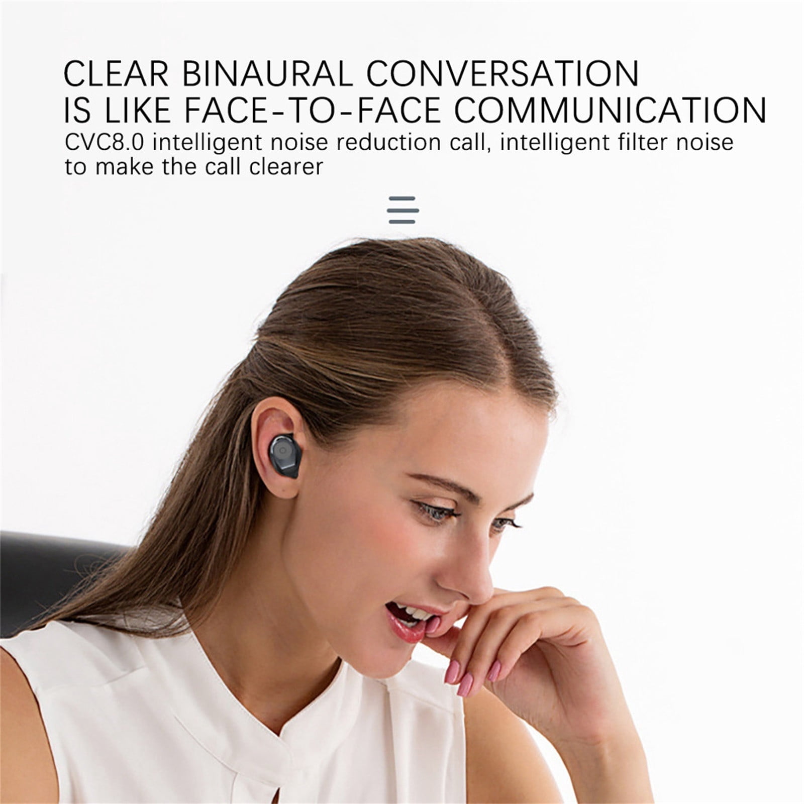 Bluetooth Headphones True Wireless Earbuds 60H Playback LED Power Display Earphones with Wireless Charging Case IPX5 Waterproof in-Ear Earbuds with Mic for TV Smart Phone Laptop Computer Sports(As)