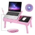thumbnail image 2 of GPCT Foldable Laptop Table Bed Notebook Desk w/Cooling Fan Mouse Board LED light 4 x USB Ports Breakfast Snacking Tray with Storage Groove For Home Office Use, 2 of 9