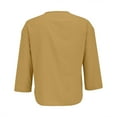 thumbnail image 6 of Yellow Tshirts for Women Linen Shirts for Women Summer Cotton Linen V Neck 3/4 Sleeve Tops Loose Vacation Beach Solid Blouses Tunic Tops Summer Tops, 6 of 6