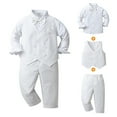 thumbnail image 3 of FYMNSI Baby Boy Clothes Gentleman Outfits Long Sleeve Wedding Party Tuxedo Suit Toddler Dress Shirt+Bowtie+Vest+Pants Set 1-2T, 3 of 6