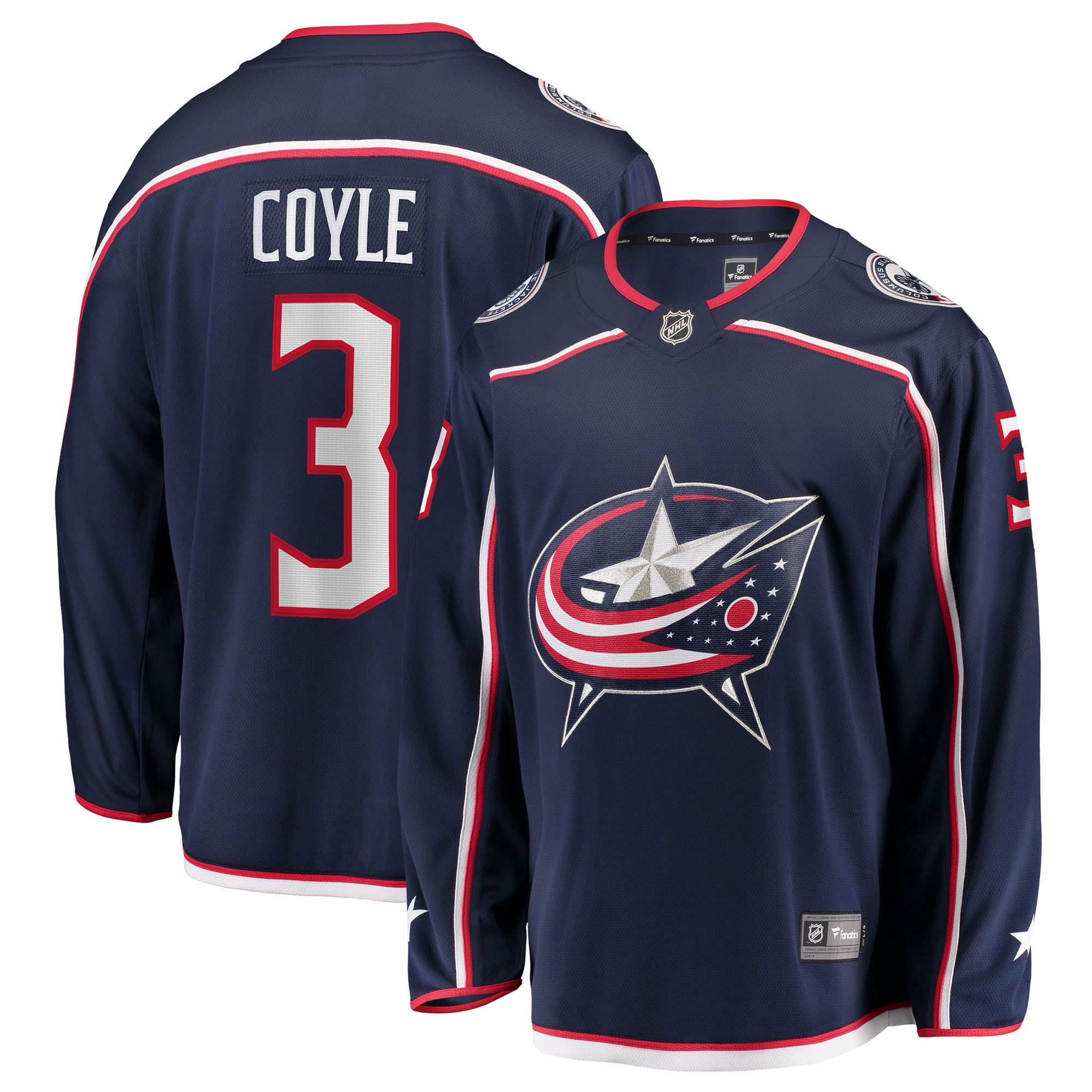 Men's Fanatics Charlie Coyle Navy Columbus Blue Jackets Home Breakaway Jersey